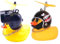WBZOWRB Gummi Gelb Ente Auto Ornament, Coole Fahrradglocke Dekorationen mit Propellerhelm für Erwachsene Kinder, 2 Stück