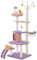 GOPLUS Árbol para Gatos de Color Morado de 158 Cm, Torre para Gatos de Varios Niveles con Postes Rascadores de Sisal, 3 Palitos de Pompones y Juguetes Colgantes, Percha Superior, 59 x 49 x 158CM