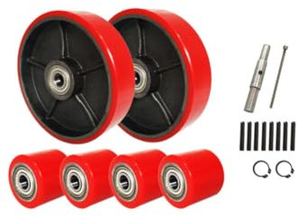 Rouleaux De Transpalette Avec Essieux Roulement À Billes Intégré, Alésage 20mm Paire De Roues Directrices 180x50mm, 4 Roues De Charge 74x70mm, Accessoires Pour Chariots Élévateurs Manuels