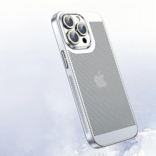 Tybiky Wärmeableitungs Hülle Kompatibel mit iPhone 11 Galvanik Feine Lochschutz Handyhülle Ultradünne PC-Abdeckung Schutzhülle Neue Mattes Gefühl Kühlendes Atmungsaktives Case,Silber