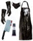 Bella Dox Adult Scary Butcher Surgeon Fancy Dress Costume Set - Black Apron + Gloves + Mask + Fake Blood + Bloody Cleaver Prop, Creepy Killer Chef Halloween Horror Outfit