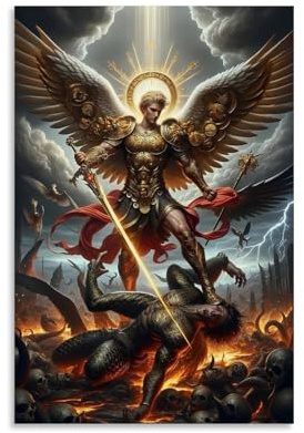 XFPOBH Poster auf Leinwand, Motiv: Heiliger Erzengel Michael, Wandkunst, Bild, Heimdekoration, Druck für Schlafzimmer, Wohnzimmer, 50 x 75 cm, ungerahmt