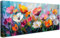 Mit Rahmen Leinwand Bilder Frühling Bunte Blumen Bild auf Leinwand Malerei Poster Kunstdrucke Abstrakte Bontanische Blumen Floral Bild Wandbilder Heim Wohnzimmer Schlafzimmer Wanddeko 50x120cm