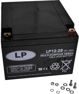 LANDPORT Batterie NSA LP12-28 T3 166x175x125mm 12V 28Ah kompatibel für Sicherheitssysteme, Alarmanlage, Rollladen Antrieb, Rollo Antrieb