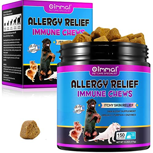 Dog Allergy Relief Chews,(150 Chews),Itchy Dog Skin Relief Chews, Anti-Itch & Hot Spots, Stop Itching, Licking, Scratching, Seasonal Allergies,Peking Duck Flavor