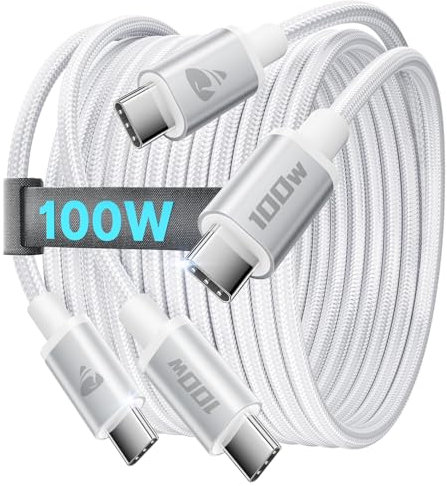 Aioneus USB C Kabel, 100W Schnellladekabel [2Stück 1M+1M] 5A Nylon Typ C Ladekabel für iPhone 16 15 Pro Max, MacBook Pro/Air, Samsung S24 S23 S22, iPad