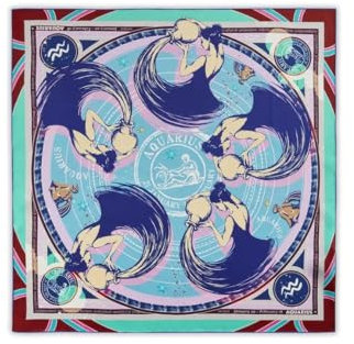 CODELLO Exklusives Sternzeichen-Tuch aus reiner Seide (Wassermann, blau)