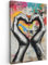 MuchoWow© Leinwand Groß 80x120 cm XXL Deko Schlafzimmer Aesthetic Leinwandbilder Wohnzimmer Gemälde Foto Geschenk Living Room Decoration Hände - Herz - Straßenkunst - Graffiti