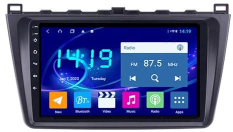 ZCBZBy Touchscreen Android Car Stereo GPS Navi Radio 9-inch Touch Screen Car Radio For M-azda 6 2007-2012 Android Auto Double Din With GPS Navigation Bluetooth FM Support Mirror Link Backup Camera(4-C