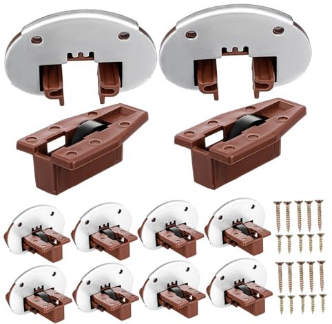 OSALADI 10sets Slide Repair Kit Roller Drawer Rails Furniture Hardware Push Open Drawer Runners Easy Install for Kitchen Cabinets