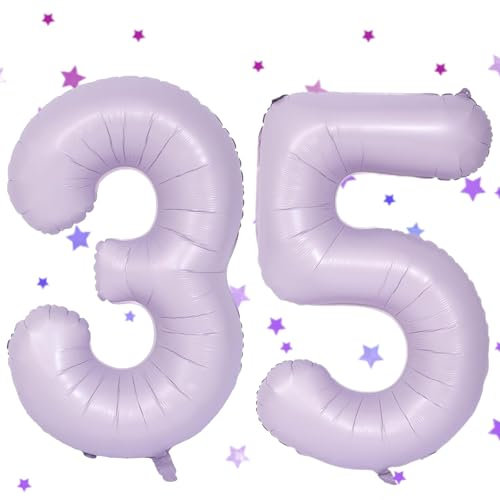 UDRKFOPK Lila Luftballon 35,Zahlen Luftballon Lila,40 Zoll Folienballon 3&5,Lila Zahlenballon 35 Helium Ballon Luftballon 35 Geburtstag für 35th 53th Geburtstagsdeko Frau Mann Jubiläum Party Deko