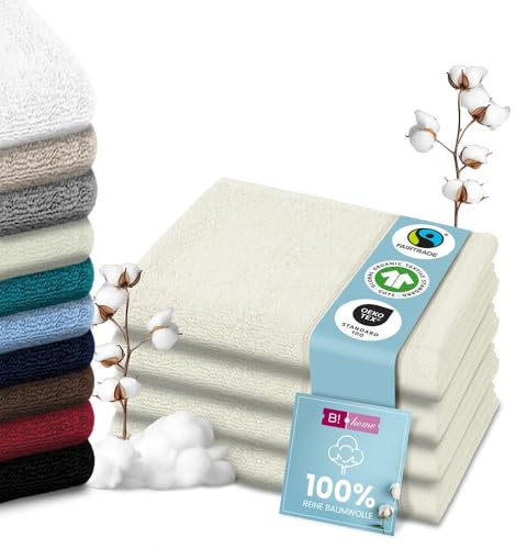 B!HOME 4er Set Premium Duschtücher [100% Baumwolle] 70x140 cm, Creme/große Handtücher Weich, Saugstark & Pflegeleicht/Badetuch Perfekt für Bad, Strand & Reisen