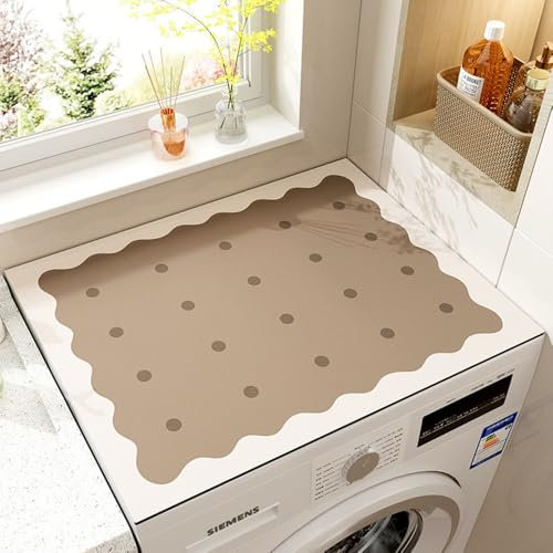 Hearda Tappetino per Lavatrice sopra Universale, Tappetino per Lavatrice Carino Antiscivolo Assorbente, Morbido Tappetino Superiore per Asciugatrice (50x60cm,Marrone)