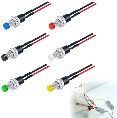 Mini Botón Pulsador,Interruptor de Botón Momentáneo,Mini Interruptor Momentáneo de Botón,Botón de Encendido/Apagado,Mini-interruptor De Boton Momentaneo,6pcs