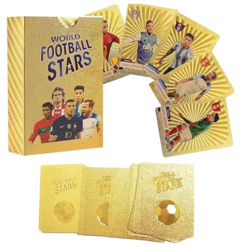 Football Stars Goldene Sammelkarten-Set, 55 Karten, Fußballspieler Edition