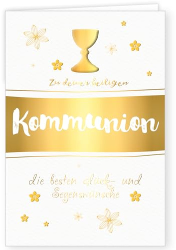 Skorpion PremiumLine Glückwunschkarte zur Kommunion | 1 Stück mit Umschlag | handgezeichnete Kommunionskarte mit Spruch, innen Blanko | gedruckt auf edlem Naturkarton | 11,5 x 17 cm