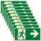 10 cartelli per uscita di emergenza, 30 x 15 cm, per uscita di emergenza, retroilluminante, segnale di emergenza, freccia inferiore, autoadesivo, per via di fuga (freccia destra)
