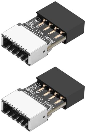 GERUI Interner Adapter USB 2.0 9-polig auf Typ-E, 2 Stück | Adapter für Mainboard-Erweiterung, 3.1 Typ-E Buchse auf USB 2.0 9-polige Buchse