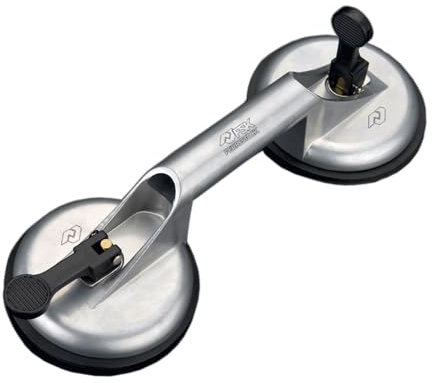 Ventosa doble para elevación de cristales, goma natural 12x7cm, soporta hasta 100Kg, ideal para manipular y mover vidrio pesado.