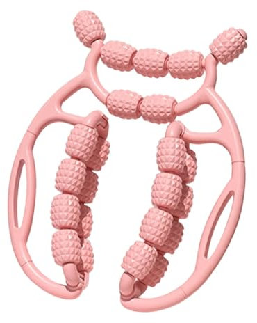 Hellery Rodillo de Relajación para Fascia con 20 Ruedas, Rodillo para Piernas, Portátil, Ligero Y Multiusos, Masajeador de Mano para Hacer Ejercicio, Rosa