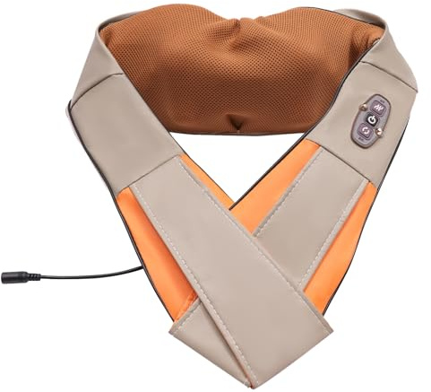 Elektrisches Nackenmassagegerät mit Wärmefunktion 24W Beige für Auto und Zuhause EU-Stecker