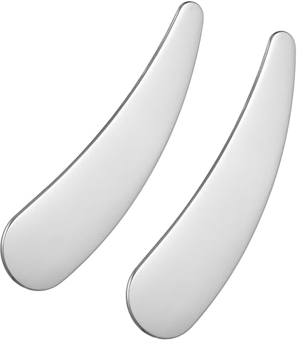 TOGEVAL 2 Pezzi Spatola in Acciaio per Cosmetici e Skincare Spatola Riutilizzabile per Balsamo Labbra e Crema Strumento Estetista Portatile Resistente e Facile
