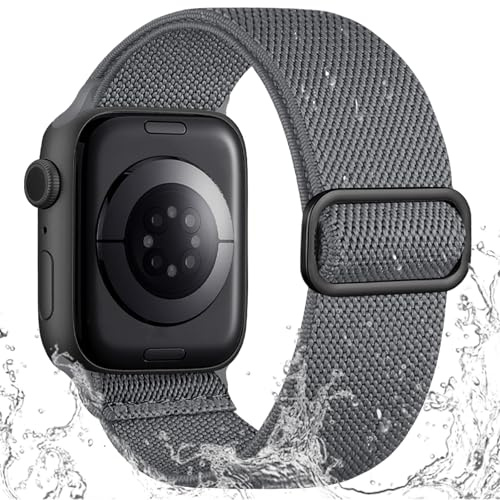 IMIVIO Sport Band Kompatibel mit Apple Watch Armband 44mm 46mm 45mm 49mm 42mm Damen Herren, Schmutzabweisend Nylon Elastisch Loop für iWatch Series 11 10 9 8 7 6 5 4 3 SE Ultra 3 2 1, Grau