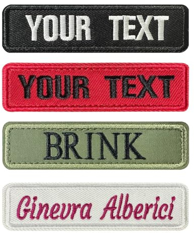 Custom Embroidered Name Patches 2PCS, Iron On Sew On Personalised Clothing Patch Labels for Jackets Aprons Backpacks, Hook and Loop Badges for Uniforms, Dog Harness