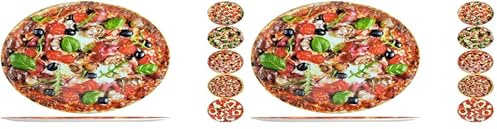 Home Piatto Tondo Pizza Melamina, Multicolore, 33 cm, Modelli assortiti, 1 pezzo (Confezione da 2)