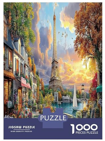 1000 Teile Eiffelturm Puzzlespiel Herausforderung Spielzeug Sunny City Landschaft Jigsaws Puzzles Pädagogisch Geschenke Für Erwachsene Kinder 38x26cm/1000pcs