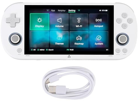 EIMSOAH Console de Jeu Rétro Portable, écran IPS 4,96 Pouces 720 X 1280, 28 émulateurs, Batterie 5000 MAh, avec Lecteur Multimédia Moonlight, Lecteur de Carte USB pour Système (Blanche)
