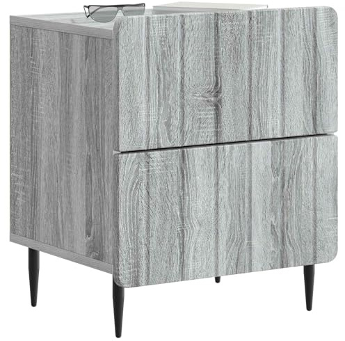 vidaXL Nachttisch 2 pcs Graues Sonoma 43 x 34,5 x 49,5 cm, Moderner Nachttisch, rechteckiger Stauraum, vielseitiger Beistelltisch, eleganter Schlafzimmerorganizer