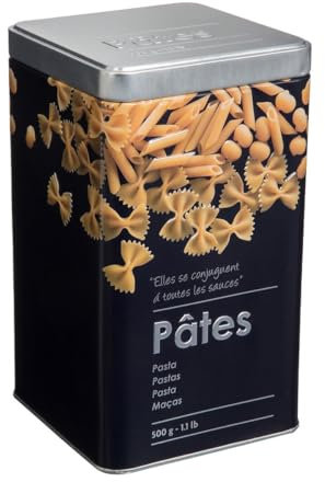 Boite alimentaire - Relief II - pâtes - 10.8 x 10.8 x 18.4 cm - Fer et étain - Noir