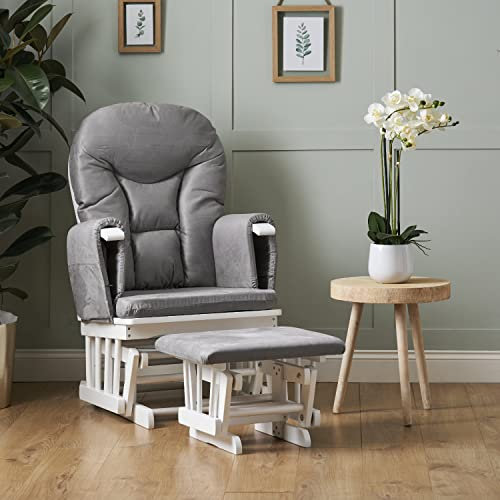Obaby 7 Position Reclining Glider Nursing Chair & Stool - White