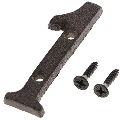 LOVIVER Placa de Signo de Número 0 a 9 Hecho de Hierro con Tornillos de Ensamblaje Decoración para Puerta Pared Jardín - Numero 1