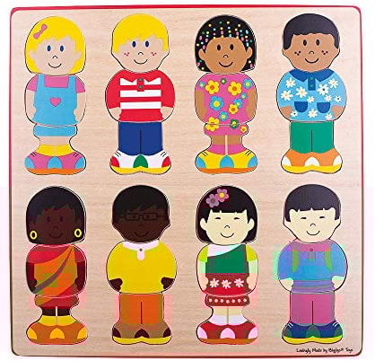 Bigjigs Toys Little Friends Wooden Jigsaw Puzzle - 24 Piece Wooden Puzzle, Diversity Toys for Early Years, Montessori Toys for 3 Year Olds, Toddlers Toys and Games
