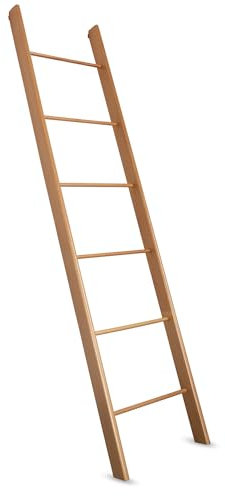 Staboos Massiv Holz Handtuchhalter - Handgemachter Badetuchhalter aus Buchenholz - Holzleiter (Naturlackiert)