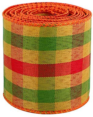 LUMoony MoonyLI Weihnachten Wired Ribbon Plaid Sackleinen Christmas Wrapping Ribbon Bögen Ribbo Gingham Ribbon Wired Plaid Ribbon DIY 6 Yards