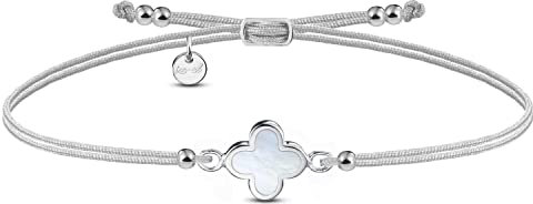 Armband Kleeblatt Perlmutt verstellbar 925 Silber