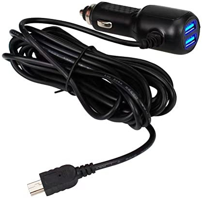 Mini USB Car Charger for Dash Cam Power Lead Cable Power Supply Adapter 12V to 5V with Straight Mini USB Connector For Dash Cameras Sat Navs