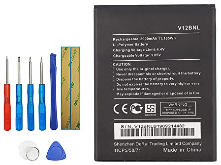 Vvsialeek Wiko V12BNL Batterie de rechange compatible avec Wiko View avec kit d'outils gratuit 2900 mAh
