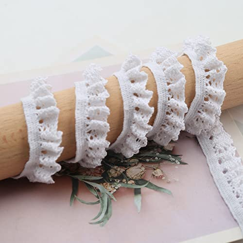 ToBeIT Vintage spitzenband aus Baumwolle- spitzenband Dekoband Zierband Spitzenstoff Spitzenborte für Nähen Handwerk Hochzeit Deko Scrapbooking Geschenkbox (weiss/10meter)