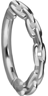 PIERCINGLINE Segmentring Clicker Chirurgenstahl KETTEN DESIGN Septum Ohr Helix Conch Silberfarben 8 mm