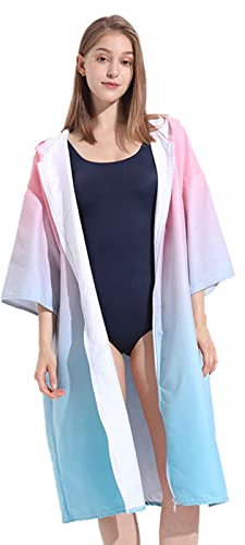 LumiSyne Umziehhilfe Mit Kapuze Damen Herren, Mode Gedruckte, Stil Mit Reißverschluss, Schnelltrocknend Mikrofaser, Leicht Kompakt Bademantel, Strandtuch, Handtuch Poncho Für Schwimmen Surfing Reisen
