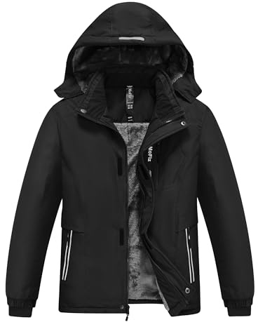 MoFiz Boys Waterproof Ski Jacket Warm Fleece Lined Winter Jackets | Windproof, Waterproof, Softshell Jacket, Winter Coat, Snowboard Jacket, Skiing, Walking, Outdoor, Hiking, School, Daily Wear.