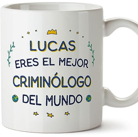 MUGFFINS Tazas Personalizadas para CRIMINÓLOGO hombre - En Español - Mejor del Mundo - 11 oz / 330 ml - Regalo Personalizable original y divertido