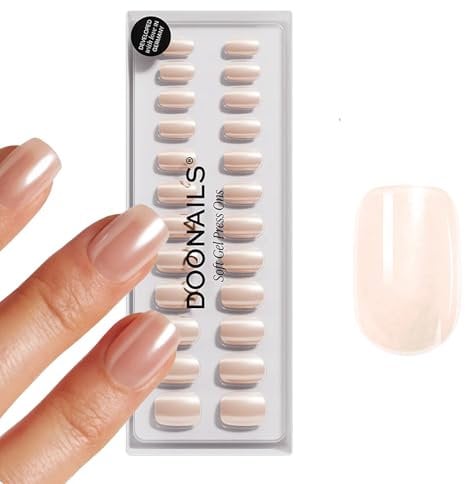 DOONAILS Soft Gel Press On Nails 30er Set Prosecco Square Form Chrome Rosa Nägel zum Aufkleben Full Cover in Salonqualität Fake nails soft gel Medium Natürliches & angenehmes Tragegefühl