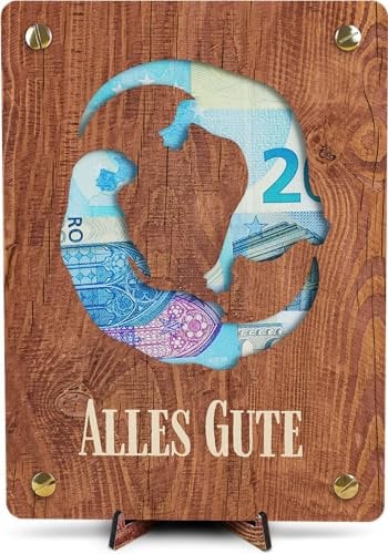 Otter Geschenk - XL Geldgeschenk aus Holz inkl. Ständer | Otter - Otter Love, Otter Geschenke, Otter Liebeskarte, Geschenk für Partner