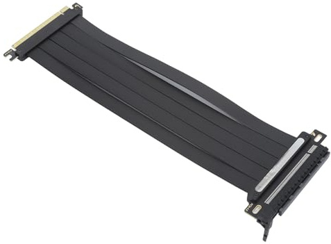 GOWENIC PCIE 4.0 X16-Riser-Kabel, Flexibles PCIE 4.0-Verlängerungskabel, 16-Fach Geschirmtes Hochgeschwindigkeits-GPU-Riser-Kabel, 180-Grad-EMI-geschirmtes PCIe-Verlängerungskabel (250mm)