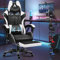 ALFORDSON Sedia da Gaming Premium con Poggiapiedi e Supporto Lombare, Design ergonomico, Reclinabile a 150°, Sedia da scrivania in Pelle con Schienale Alto per Giochi, Ufficio, Ecopelle, Bianco